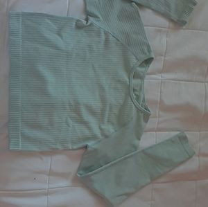 Lululemon Teal long sleeve ribbed workout top